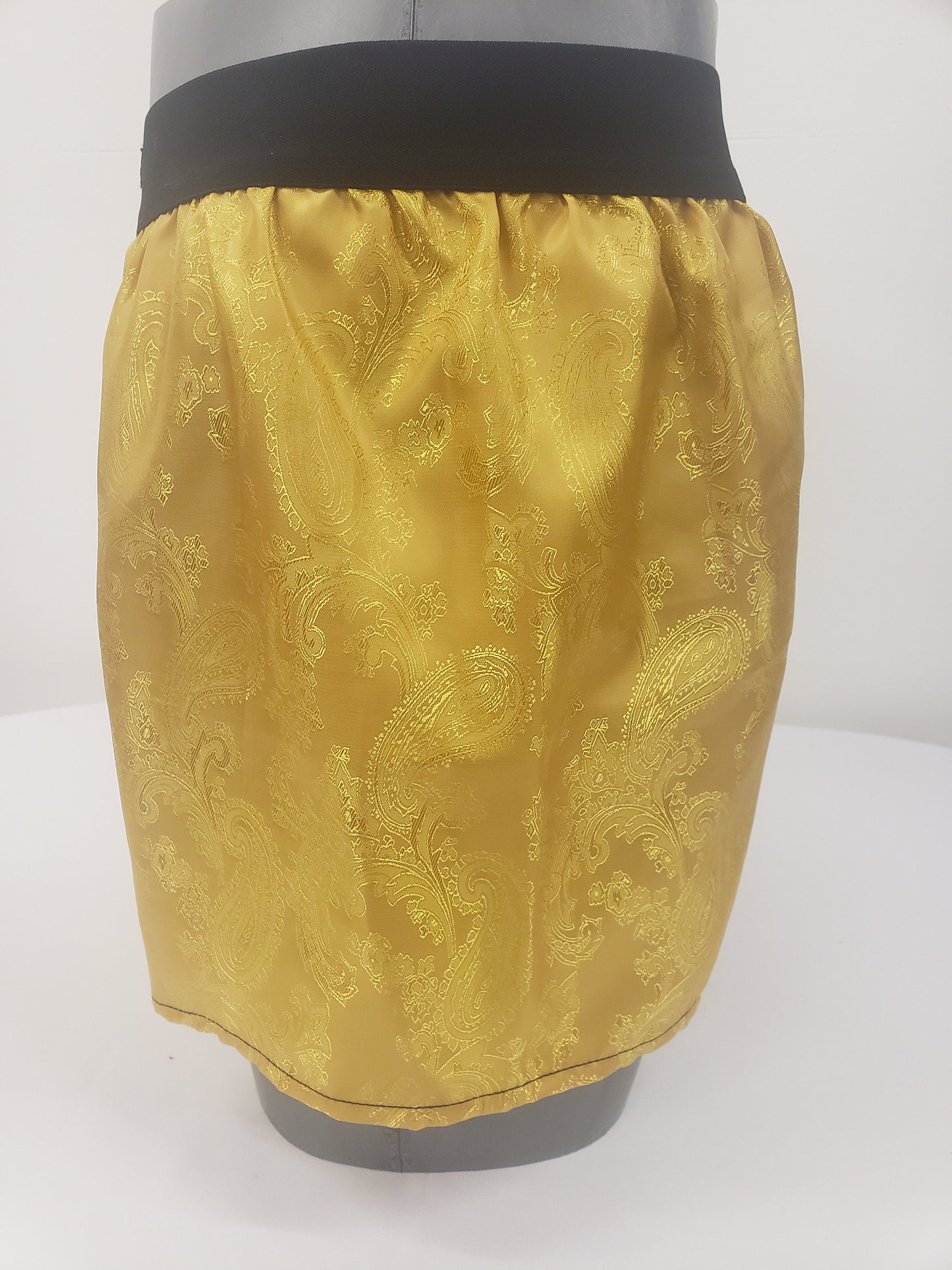 SHINY GOLD silk boxer shorts paisley pattern made in France