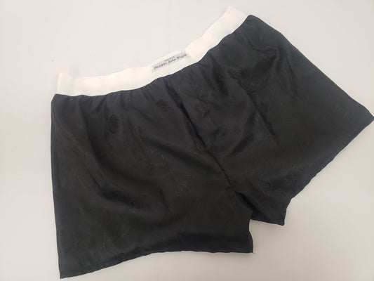 Black Silk boxer shorts paisley motif made in France