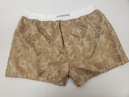 ivory silk boxer shorts paisley pattern made in France