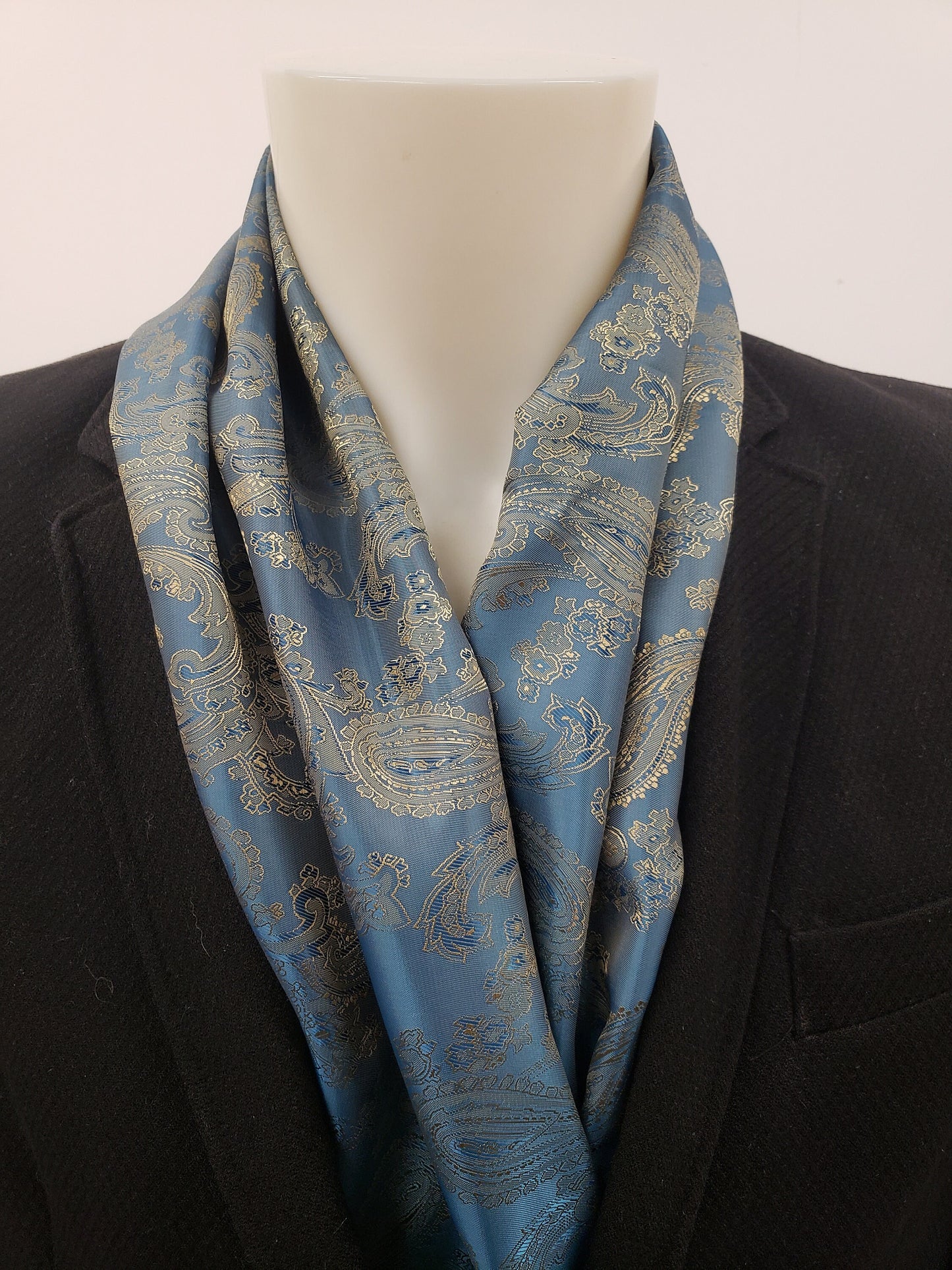 Double-sided pure Silk scarf with a paisley motif "20X140 cm",Hand made in France