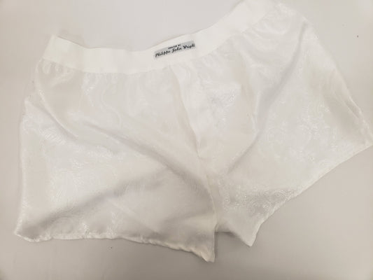 White Silk boxer shorts paisley motif made in France