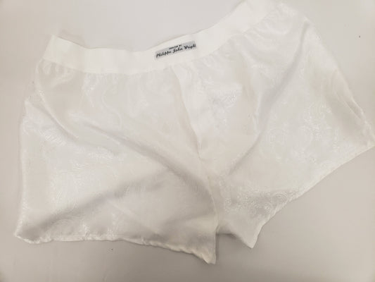 White Silk boxer shorts paisley pattern made in France