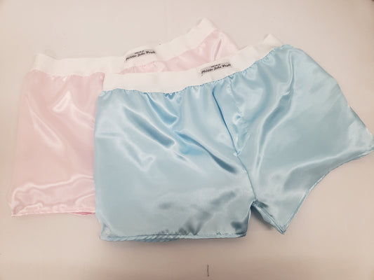 pale pink and pale blue satin boxer shorts bundle for men made in France
