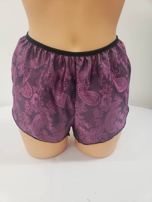 Womans Silk boy shorts paisley motif made in France