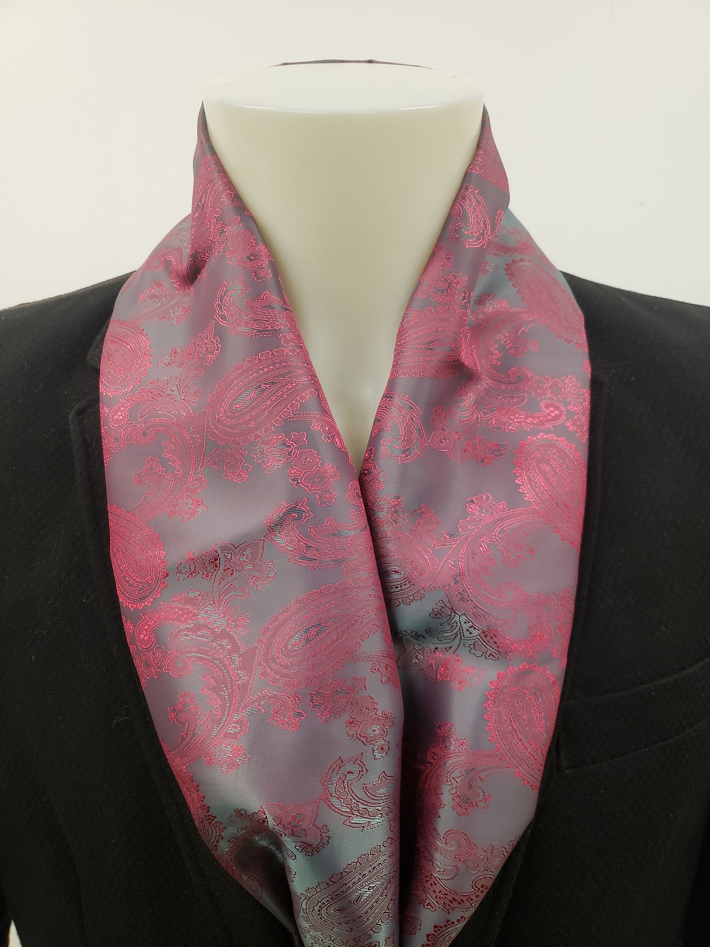 Double-sided pure Silk scarf with a paisley motif "20X140 cm",Hand made in France