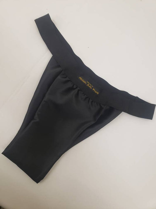 Men shiny satin briefs tanga like underwear fully lined with silky finish.
