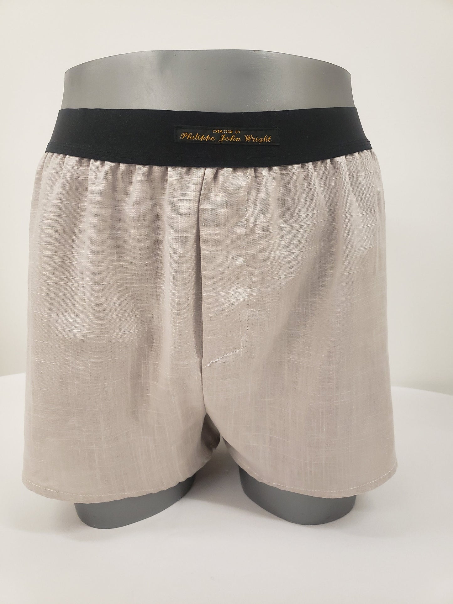 Three LINEN men boxer short bundle with black elastic.
