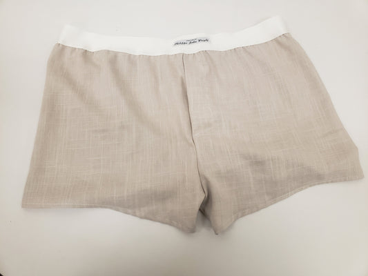 LINEN men boxer short with white elastic.