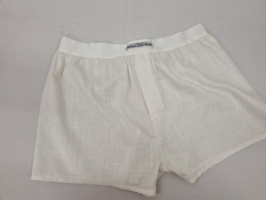 Off white LINEN men boxer shorts with white elastic.