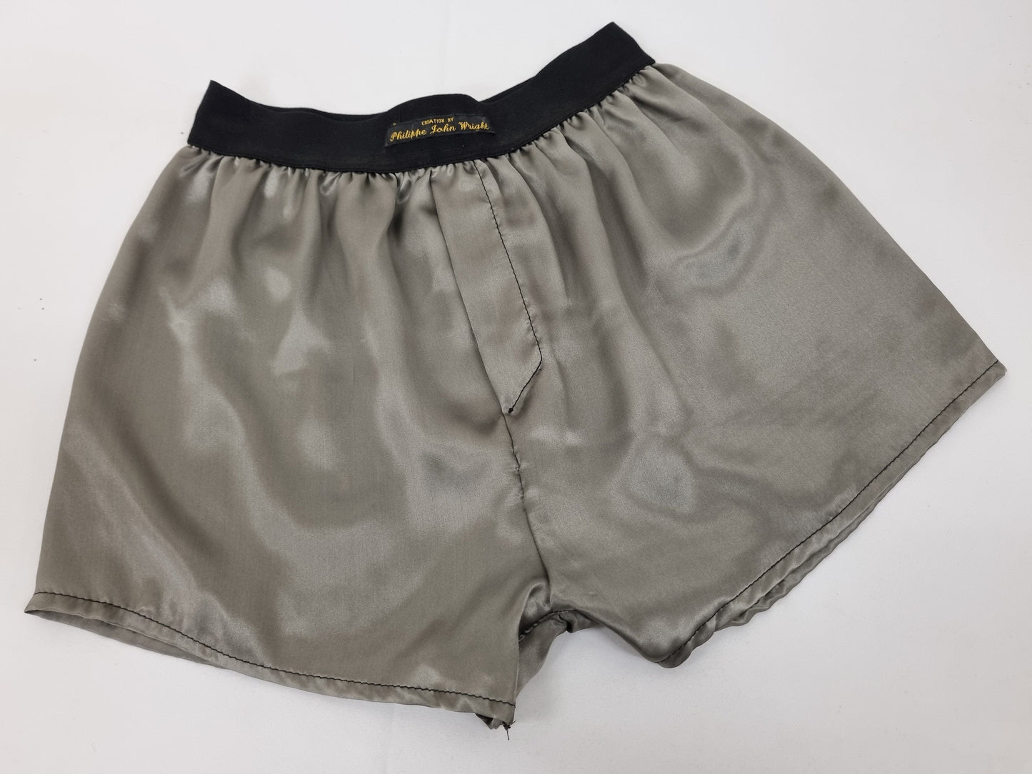 High quality silver grey Silk boxer shorts made in France