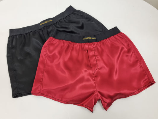 High quality double bundle black and burgundy Silk boxer shorts made in France