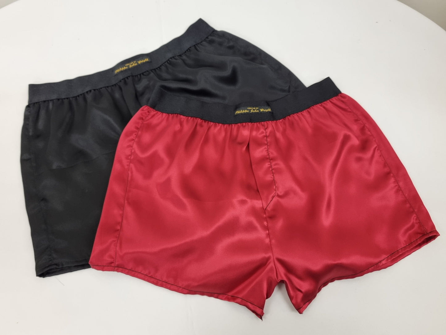 High quality double bundle black and burgundy Silk boxer shorts made in France