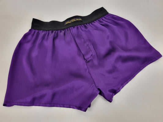 High quality royal purple Silk boxer shorts made in France