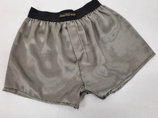 High quality silver grey Silk boxer shorts made in France