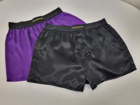 High quality double bundle black and puple Silk boxer shorts made in France