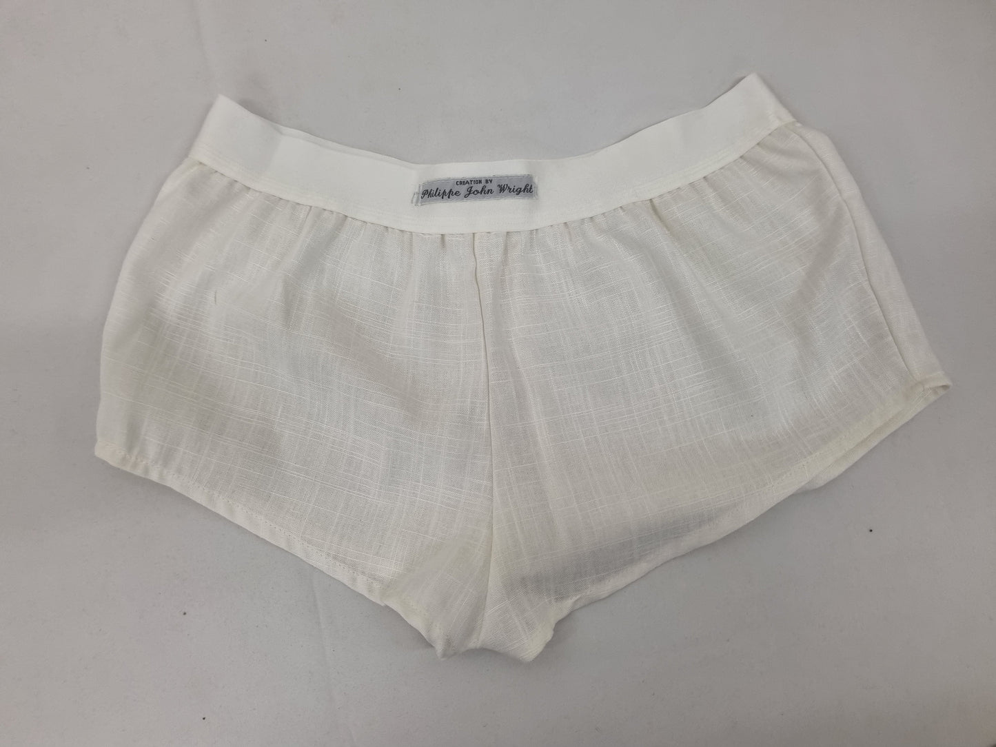 Womans WHITE linen boy shorts, pajamas, french knickers made in france