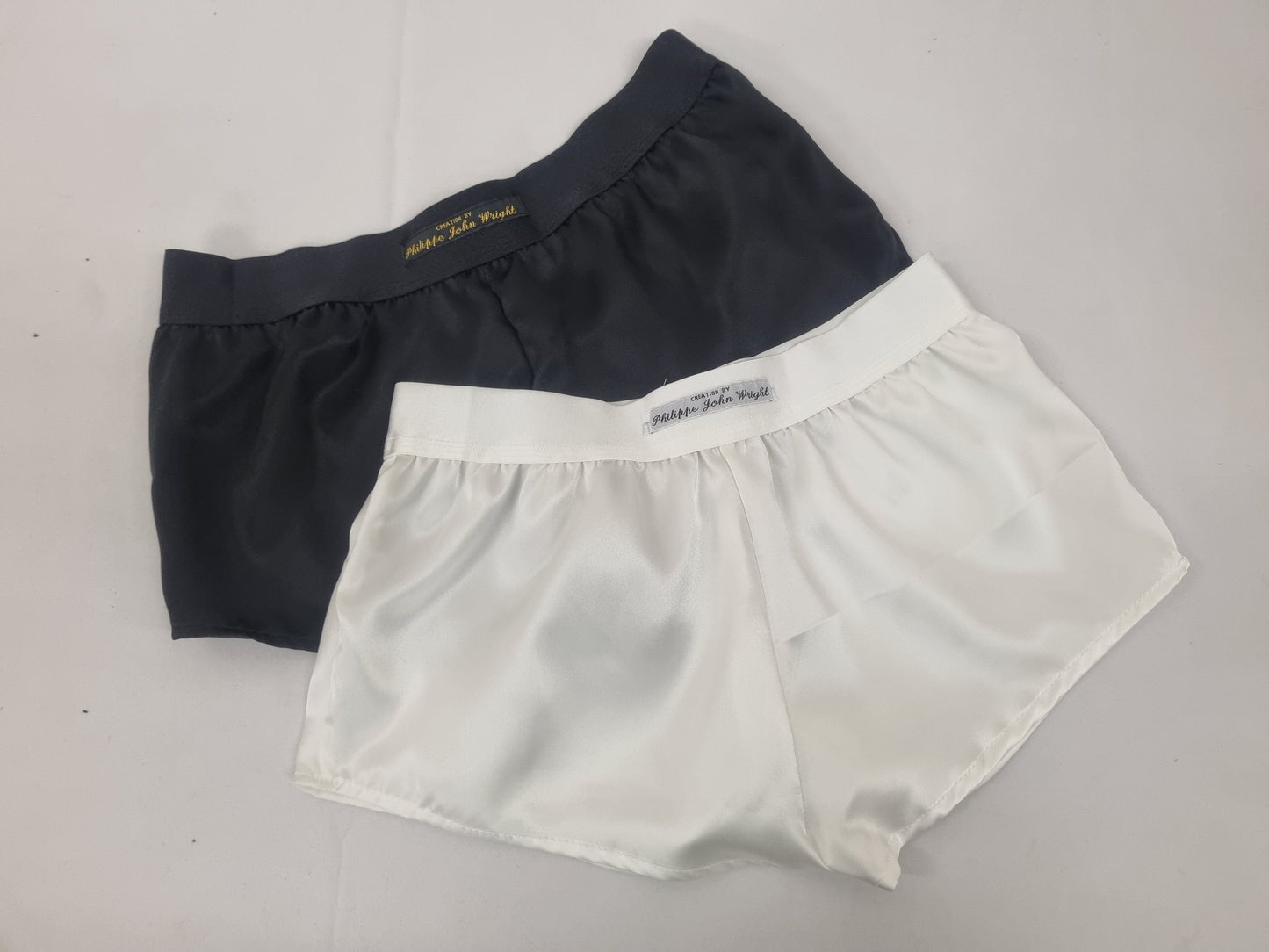 Womans double bundle BLACK and WHITE hight quality silk boy shorts, pajamas, french knickers made in france
