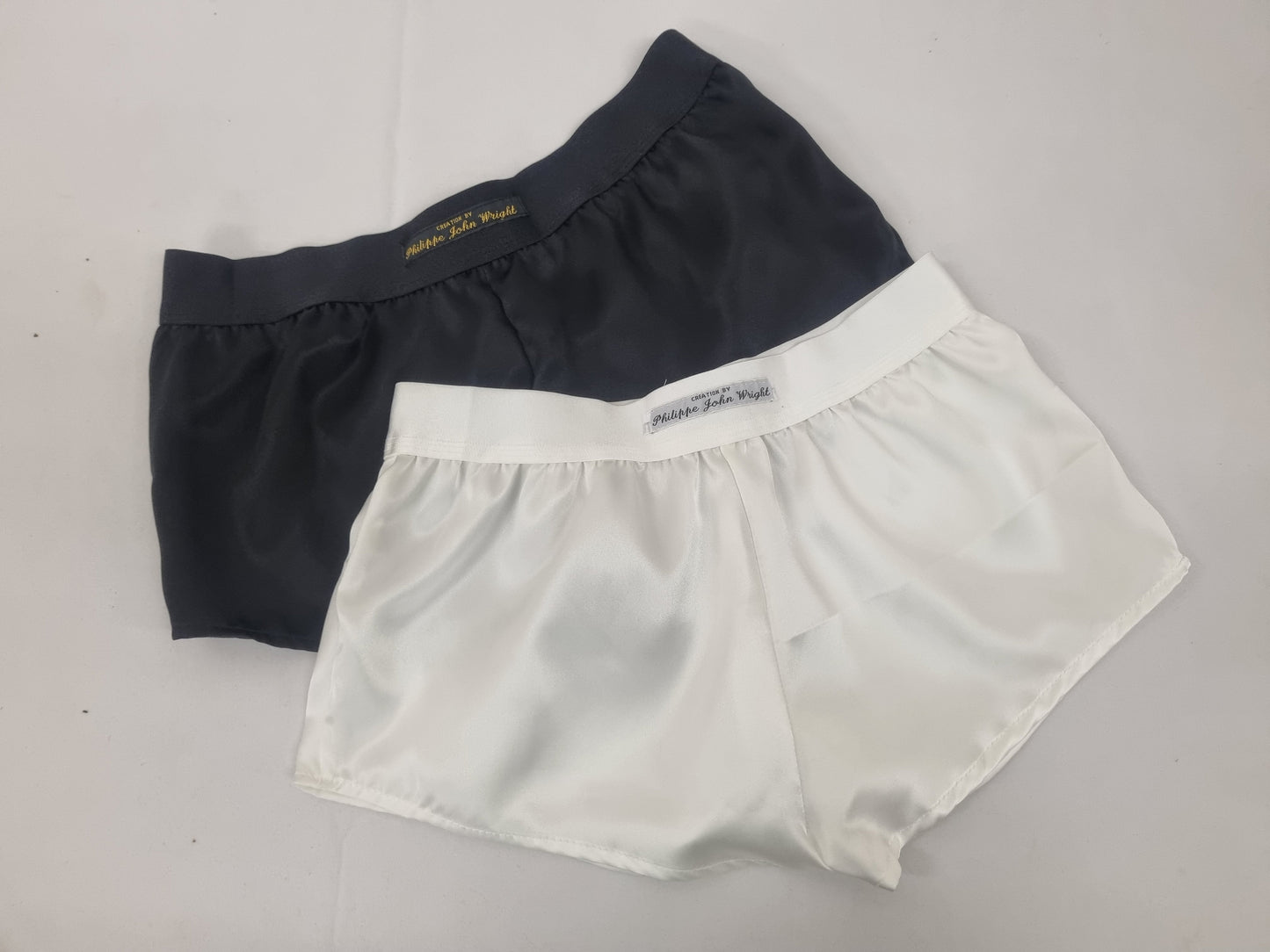 Womans double bundle BLACK and WHITE hight quality silk boy shorts, pajamas, french knickers made in France