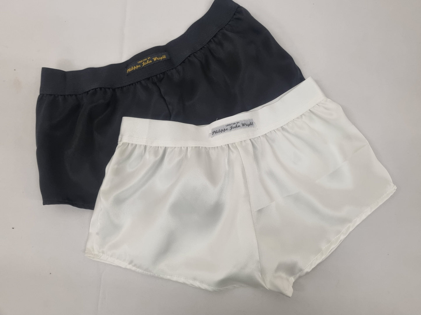 Womans double bundle BLACK and WHITE hight quality silk boy shorts, pajamas, french knickers made in france