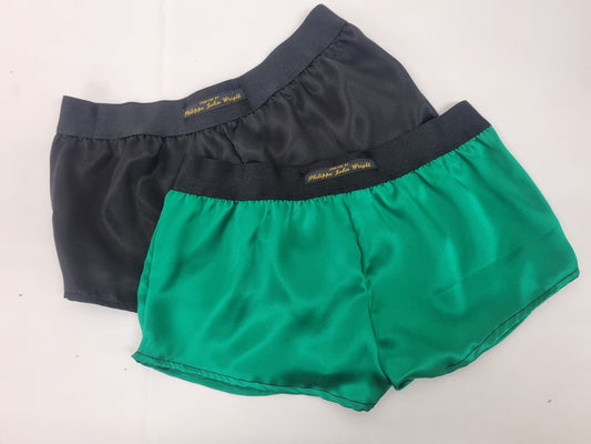 Womans double bundle BLACK and GREEN hight quality silk boy shorts, pajamas, french knickers made in france