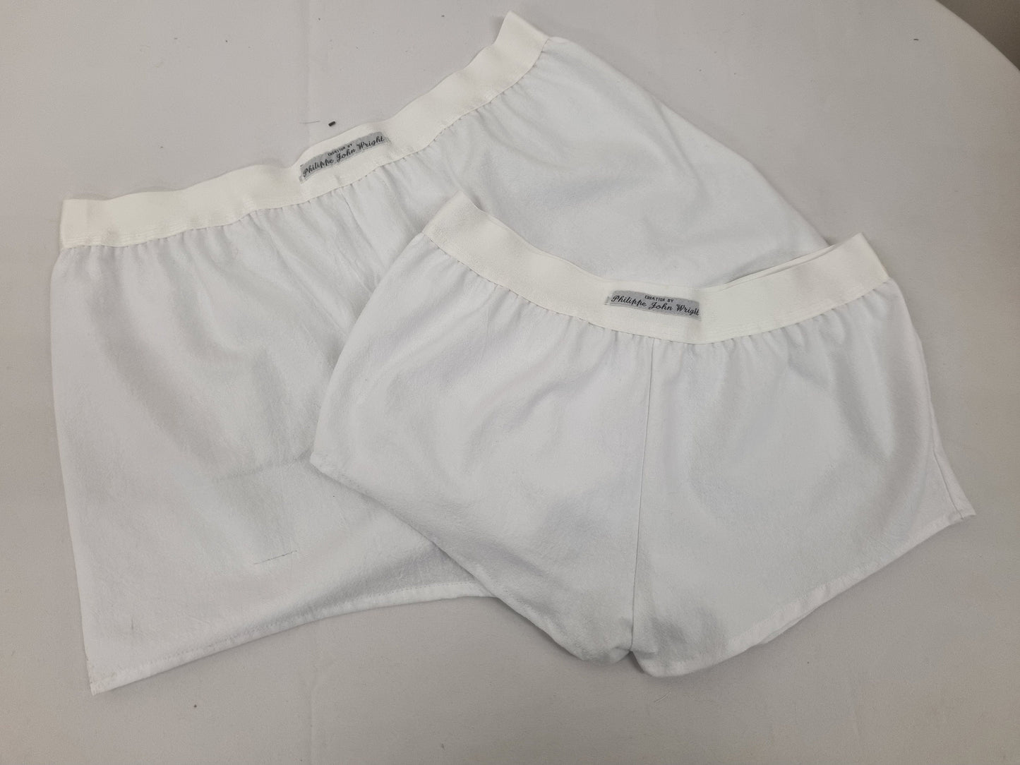 His and her organic washed cotton WHITE boxer short and boy shorts bundle hand made in France.