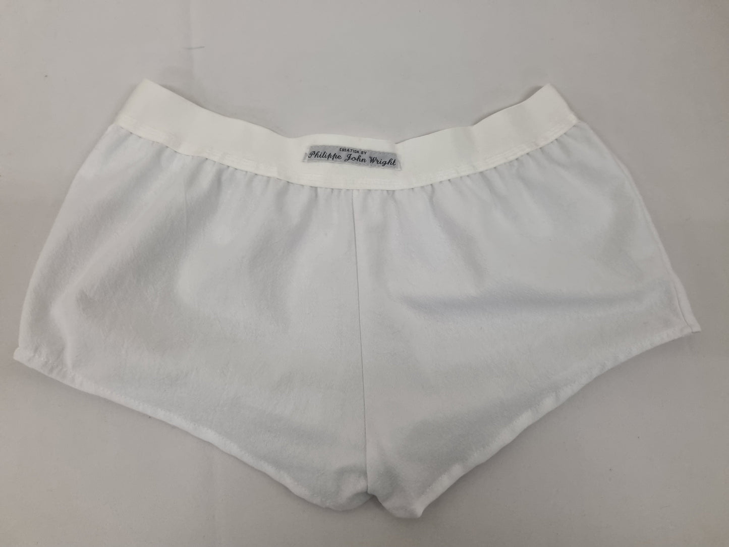 Womans WHITE organic washed cotton boy shorts, pajamas, French knickers made in France