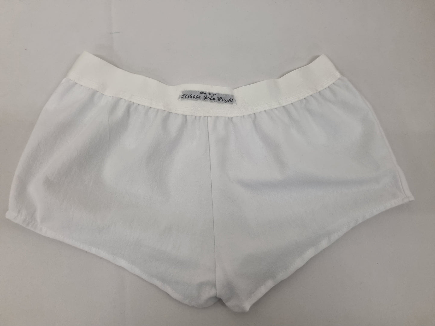 Womans WHITE organic washed cotton boy shorts, pajamas, French knickers made in France