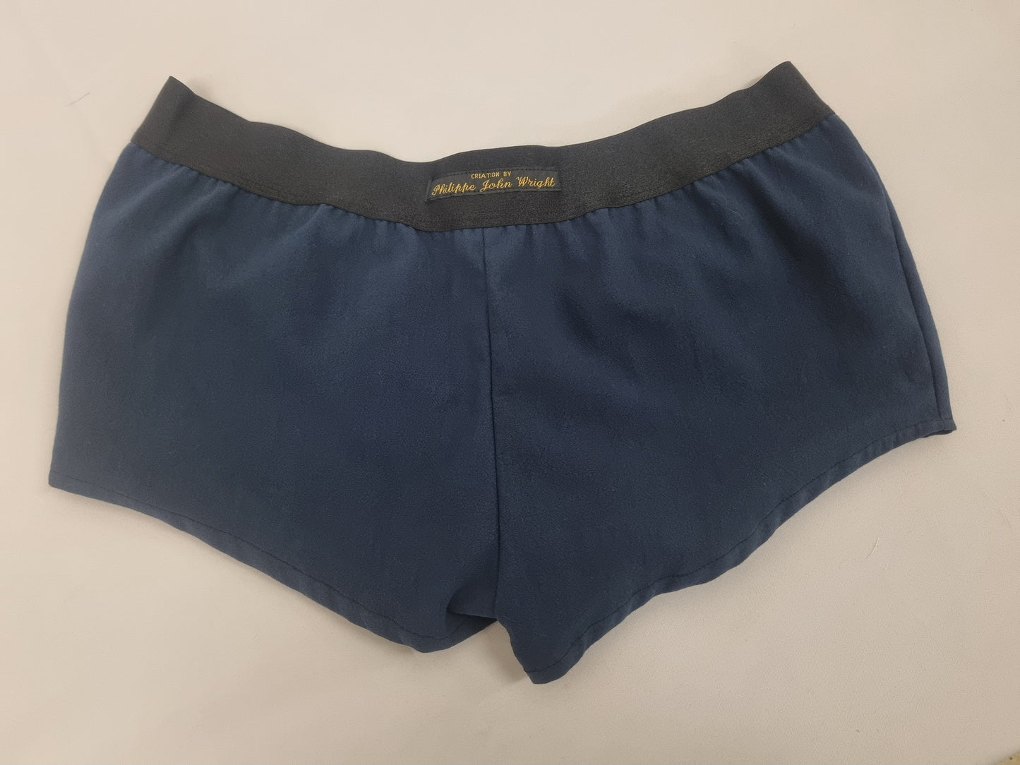 Womans BLUE organic washed cotton boy shorts, pajamas, french knickers made in france