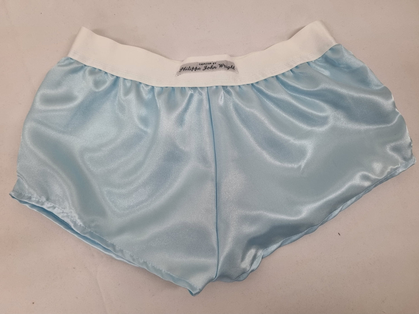 Womans PALE BLUE satin boy shorts, pajamas, french knickers made in france