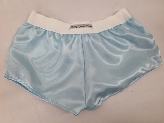 Womans PALE BLUE satin boy shorts, pajamas, french knickers made in france