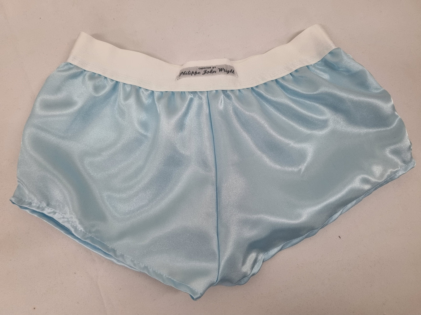 Womans PALE BLUE satin boy shorts, pajamas, french knickers made in france