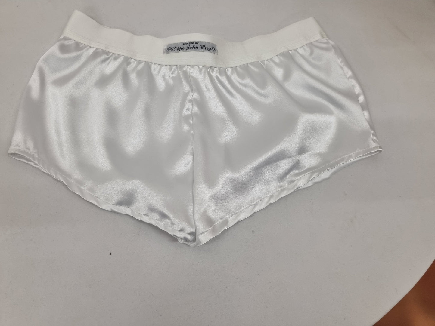 Womans WHITE satin boy shorts, pajamas, french knickers made in france