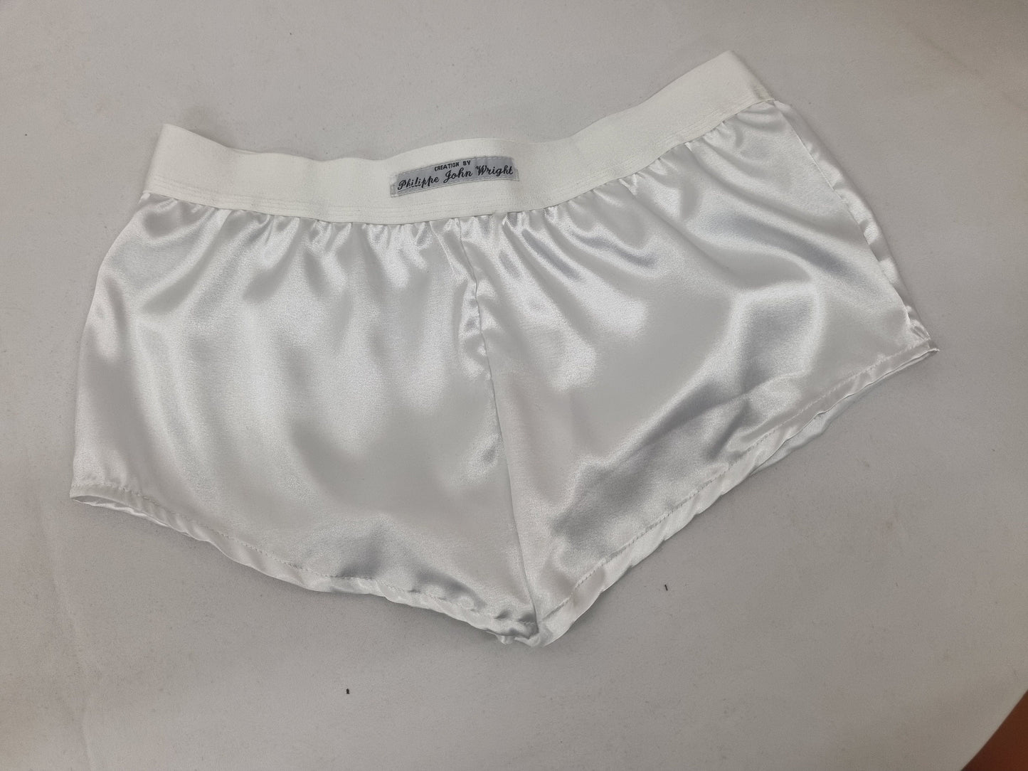 Womans WHITE satin boy shorts, pajamas, french knickers made in France