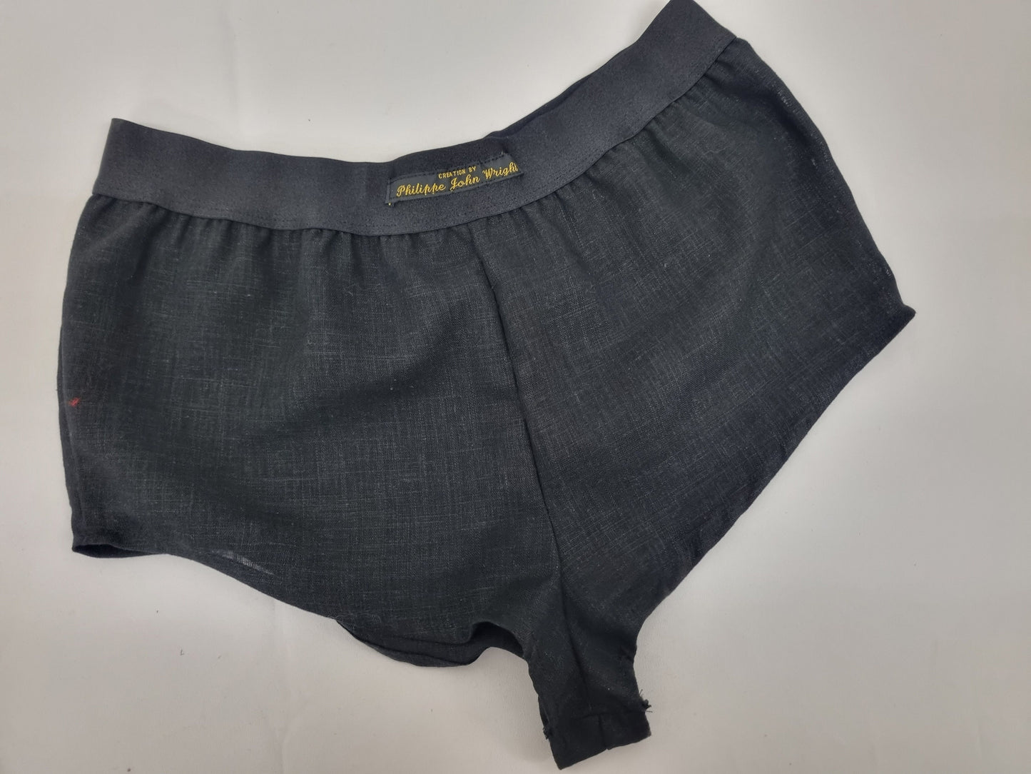 Womans BLACK linen boy shorts, pajamas, French knickers made in France