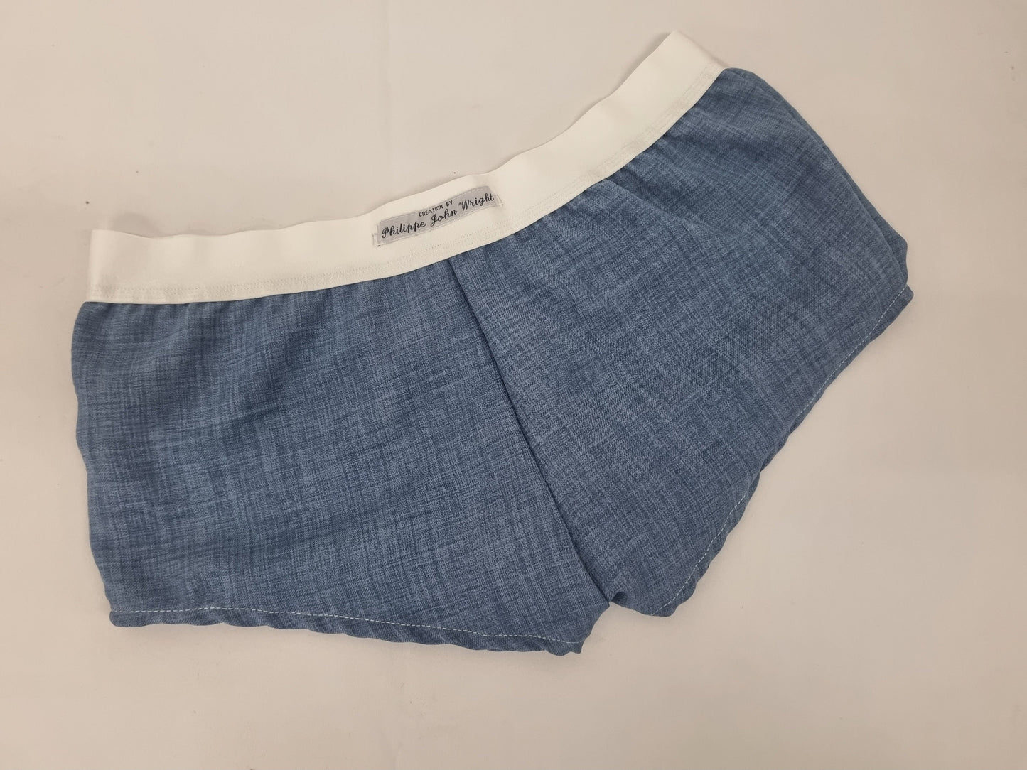 Womans double bundle BLUE and WHITE linen boy shorts, pajamas, French knickers made in France