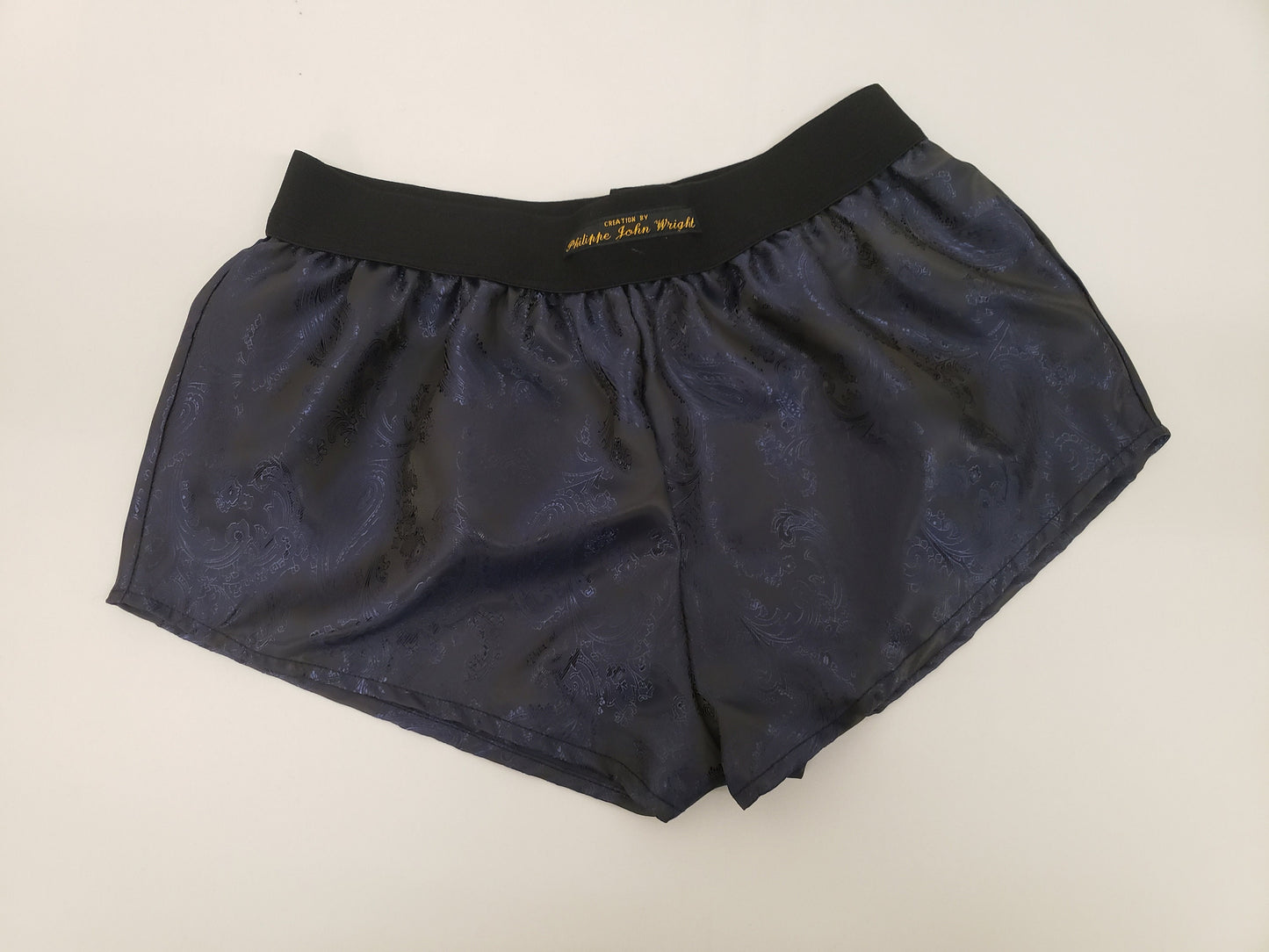 Womans double bundle NAVY and SILVER silk paisley boy shorts, pajamas, french knickers made in france