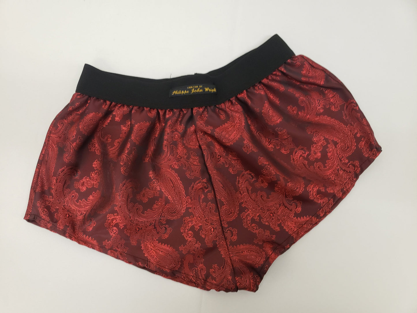 Womans RED silk paisley boy shorts, pajamas, french knickers made in france