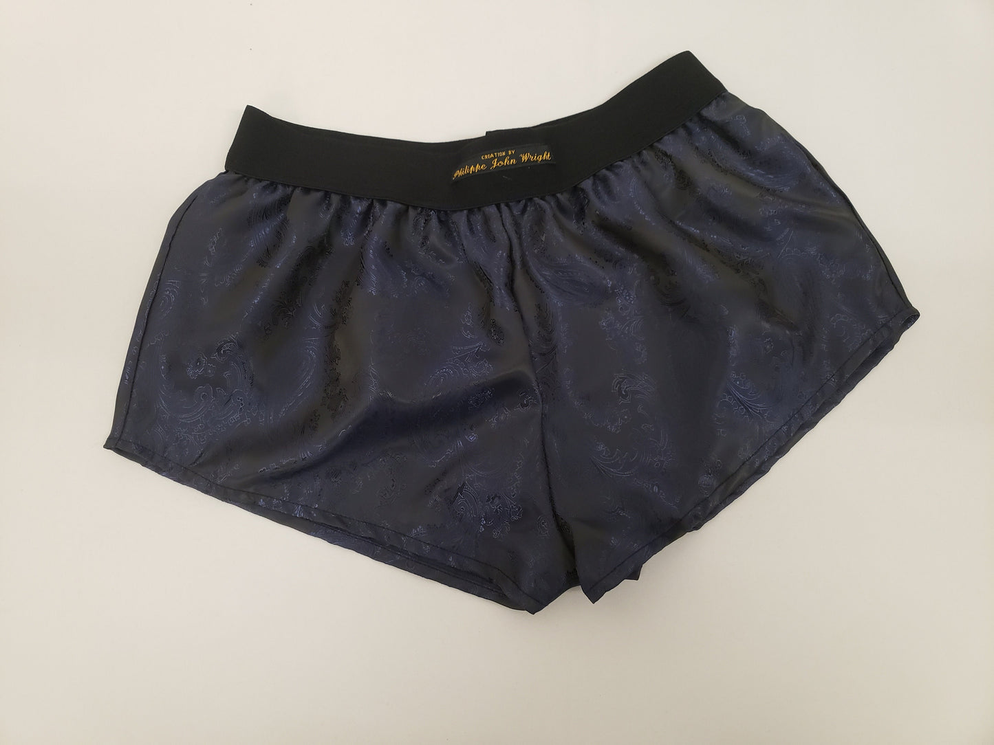 Womans NAVY silk paisley boy shorts, pajamas, french knickers made in france