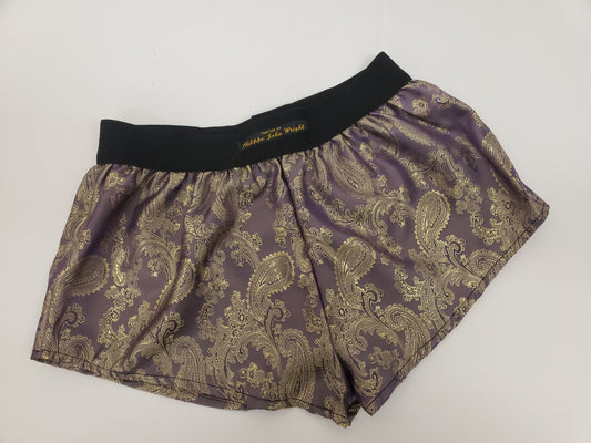 Womans GOLDEN PURPLE silk paisley boy shorts, pajamas, french knickers made in France