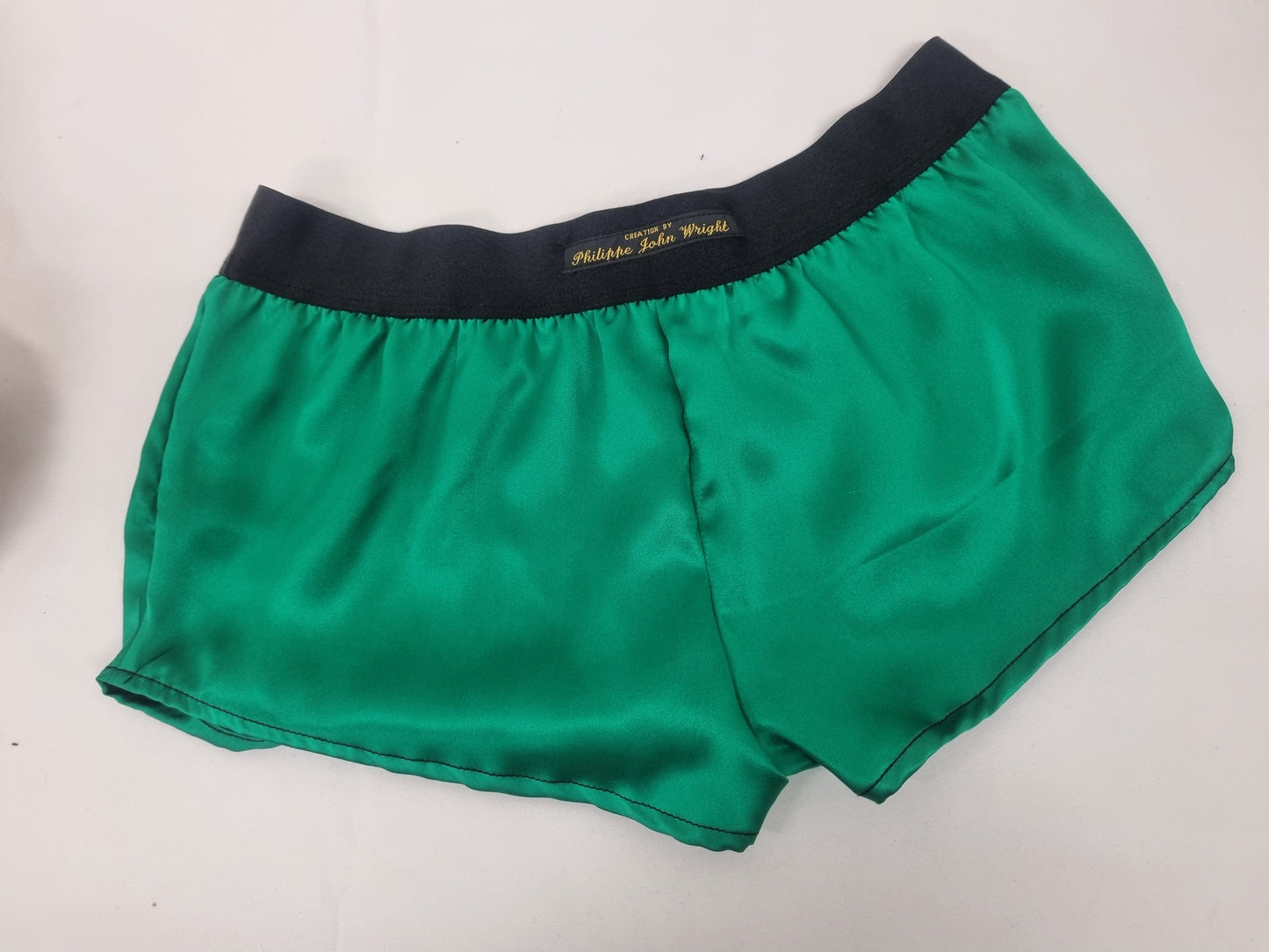 Womans double bundle BLACK and GREEN hight quality silk boy shorts, pajamas, french knickers made in France