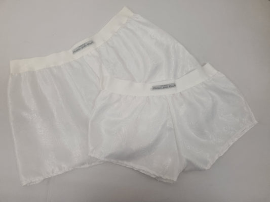 His and her Silk WHITE boxer short and boy shorts bundle hand made in France perfect for gifts