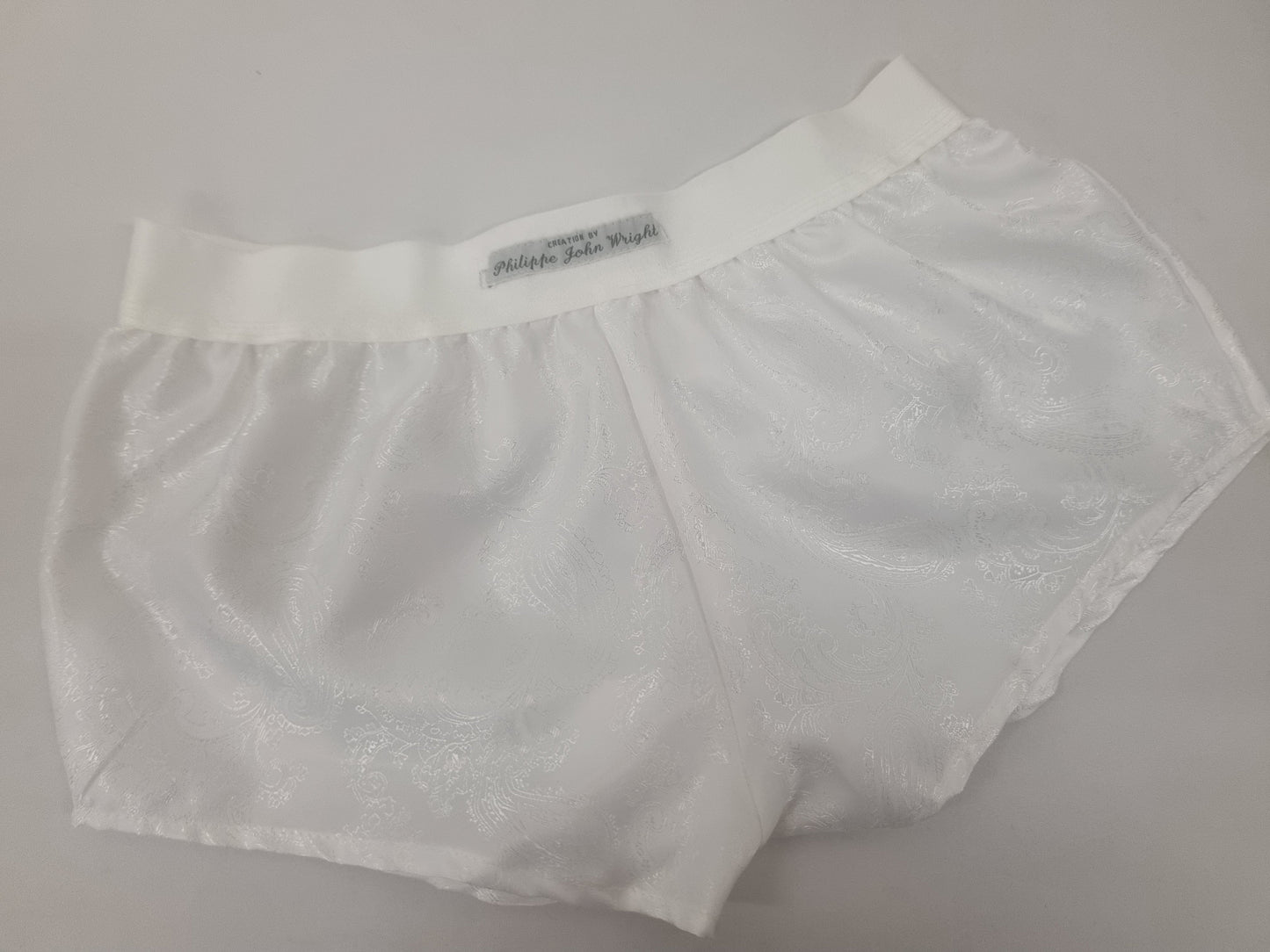 Womans WHITE silk paisley boy shorts, pajamas, french knickers made in france