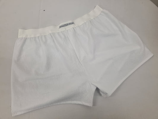 WHITE natural organic cotton men boxer short with white elastic.