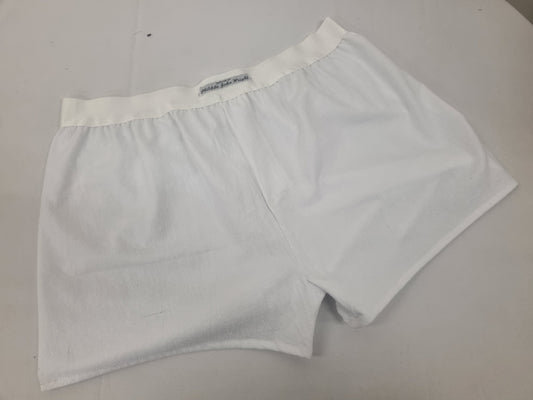 WHITE natural organic cotton men boxer shorts with white elastic.