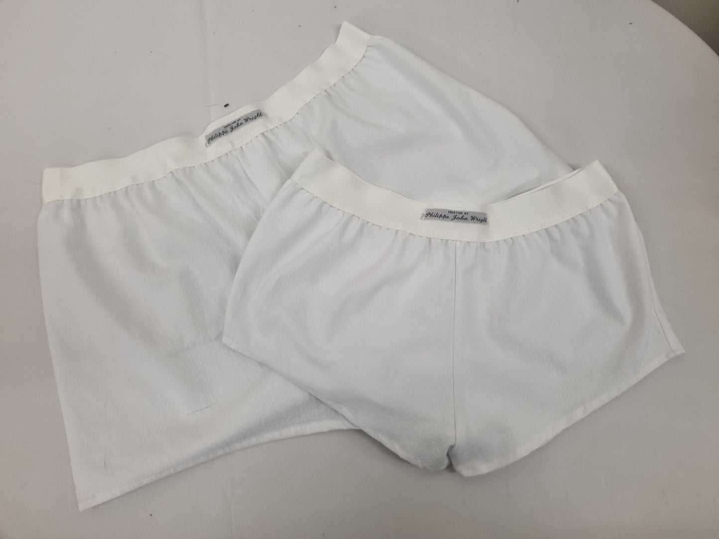 His and her organic washed cotton WHITE boxer short and boy shorts bundle hand made in France.