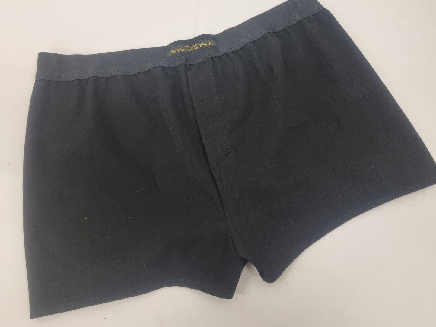 BLACK natural organic cotton men boxer short with white elastic.