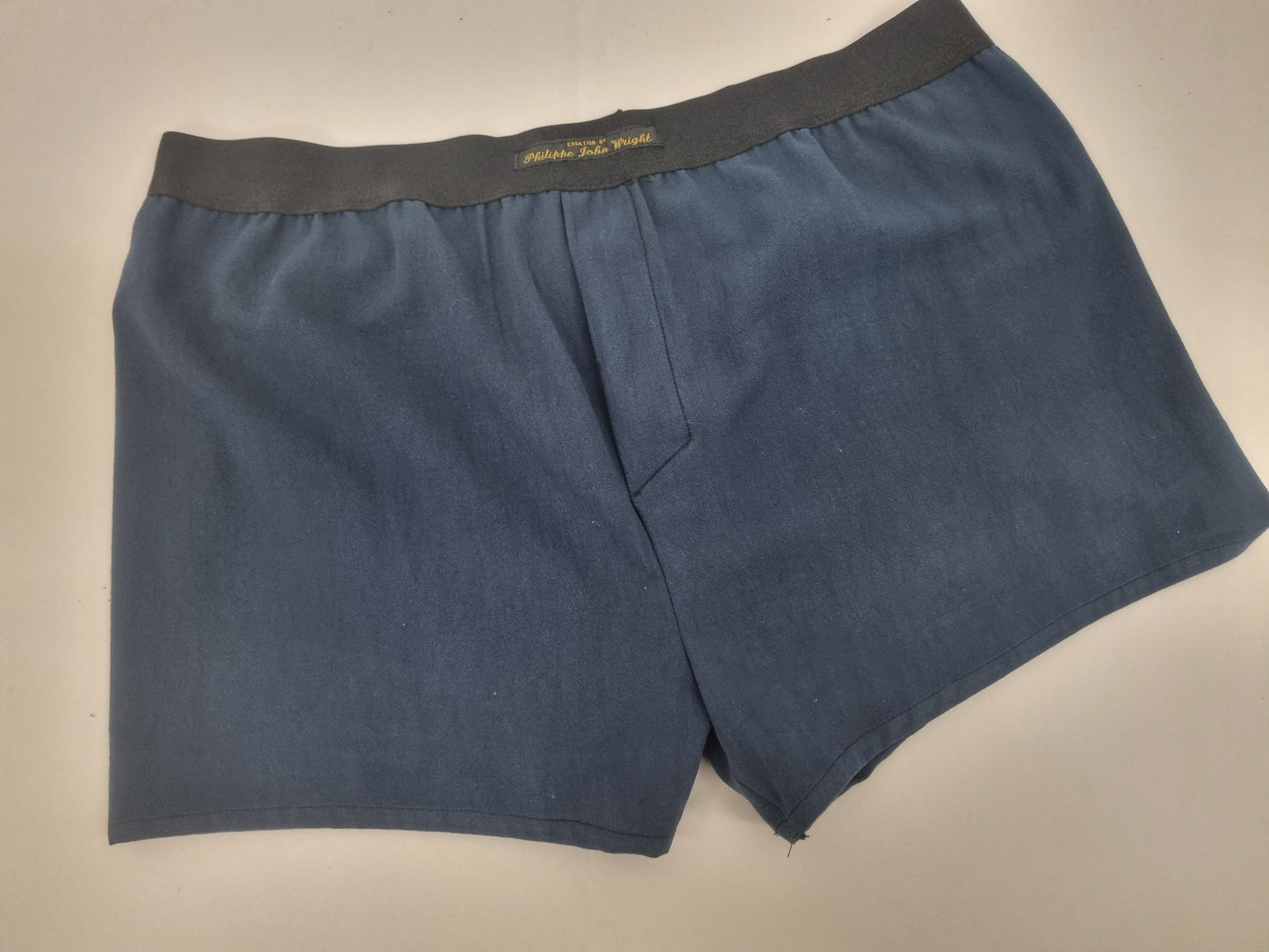 BLUE natural organic cotton men boxer shorts with white elastic.