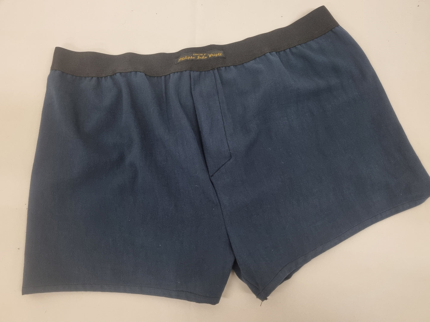 BLUE natural organic cotton men boxer short with white elastic.