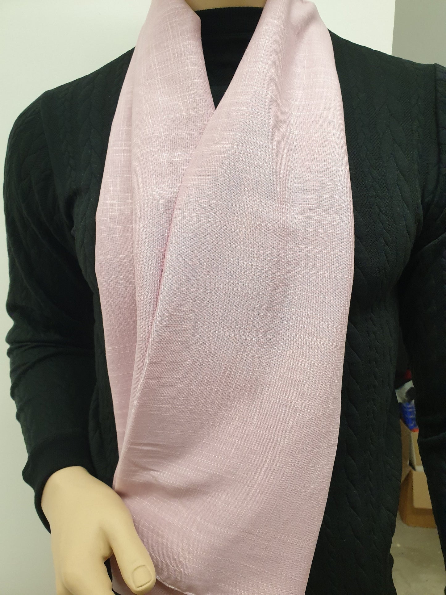Natural PINK linen scarf, hand made in France.