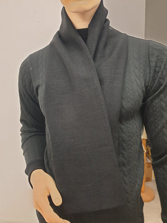 Three natural linen scarfs bundle, Black Green and navy blue hand made in France.